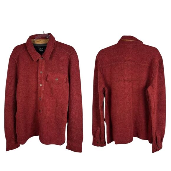NWT Prana IncrediWool Overshirt Rust Heather Dark Red Size XXL - Picture 2 of 11